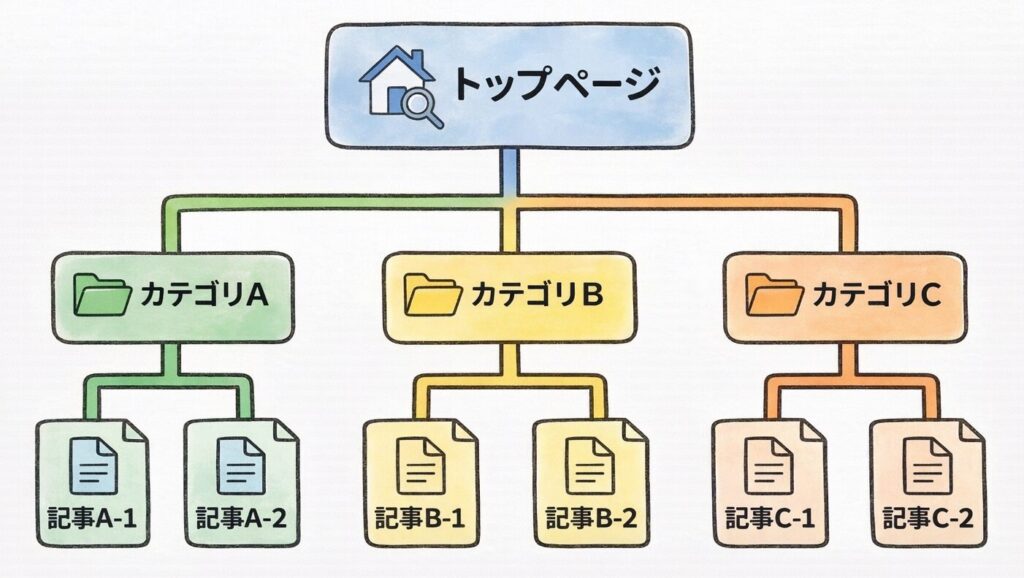 理想的なサイト階層構造を示す図解
