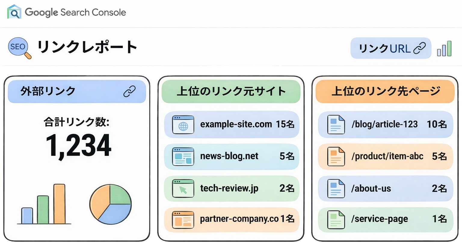 Google Search Consoleのリンクレポート画面