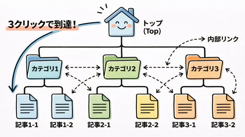 理想的なサイト階層構造を示す図