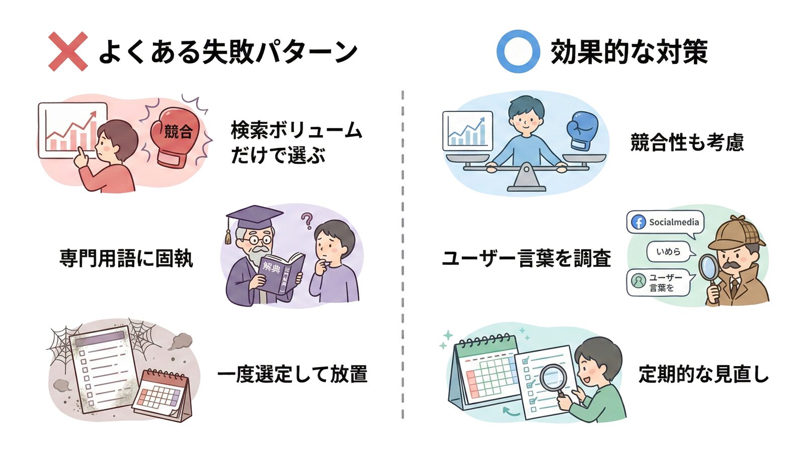 キーワード選定の失敗パターンと対策