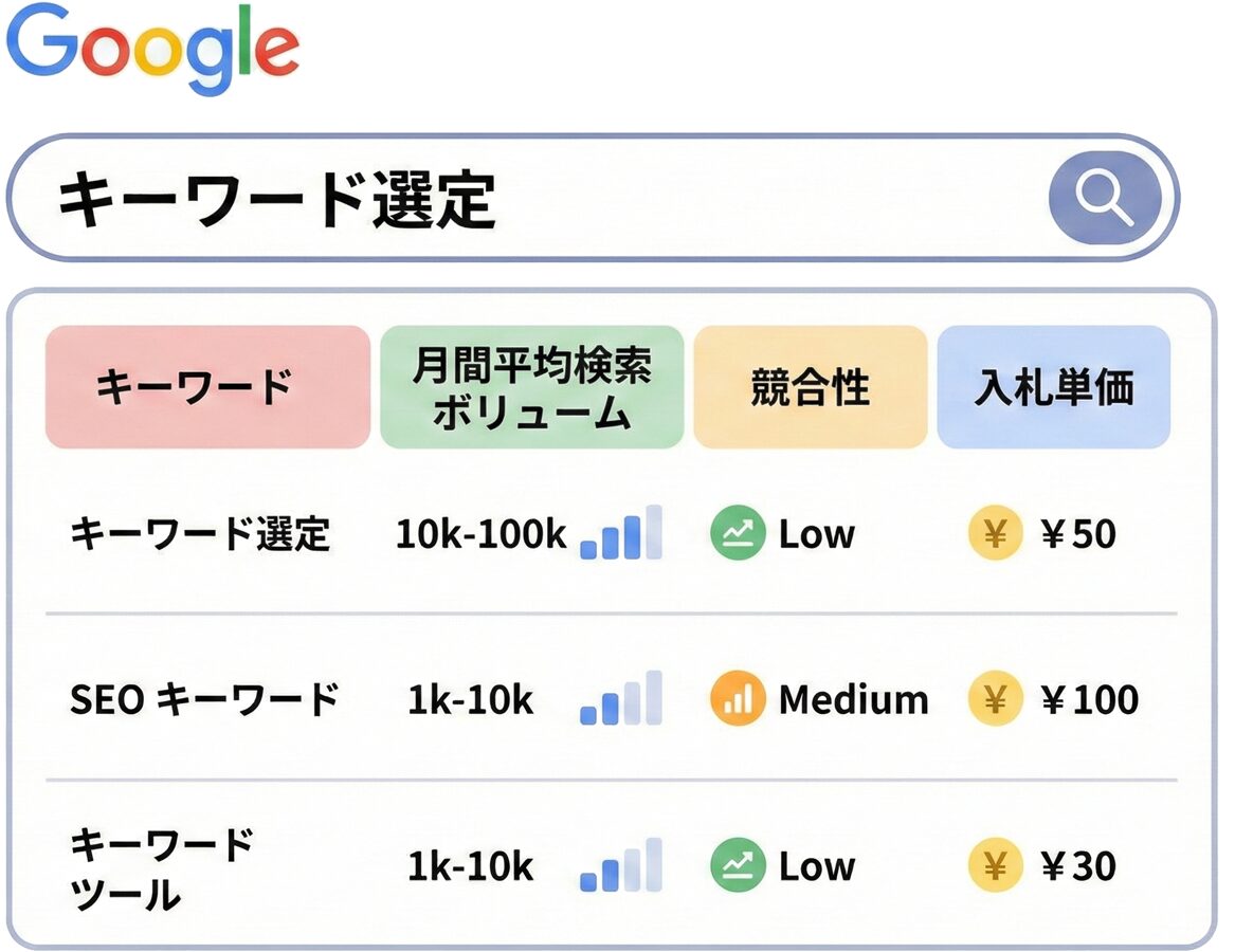 検索ボリューム調査ツールの画面例