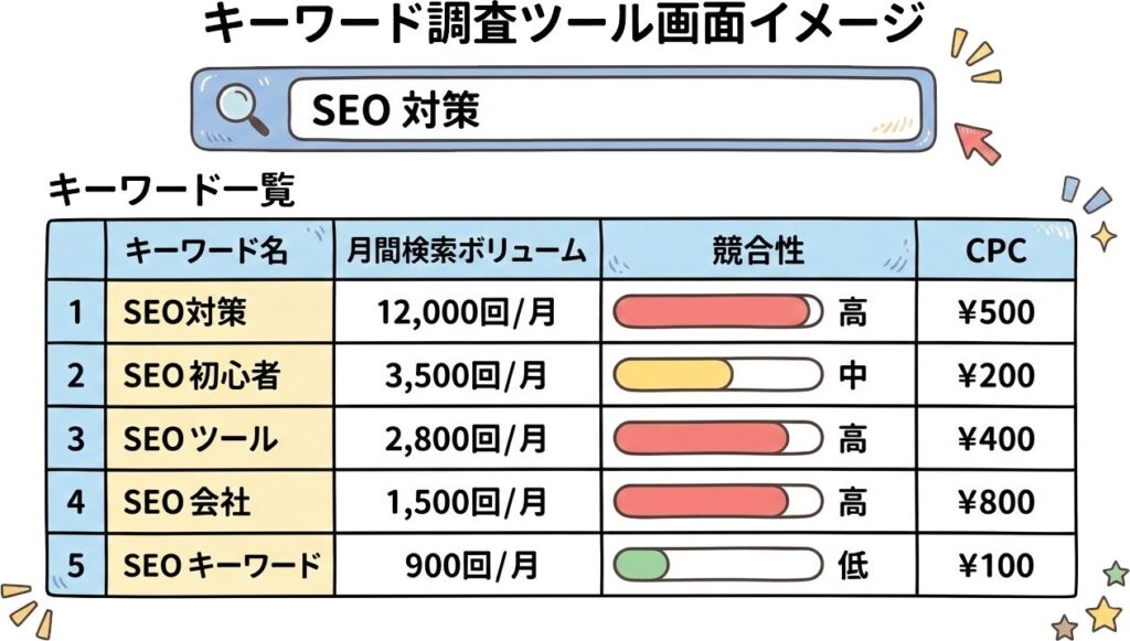 キーワード調査ツールの画面イメージ